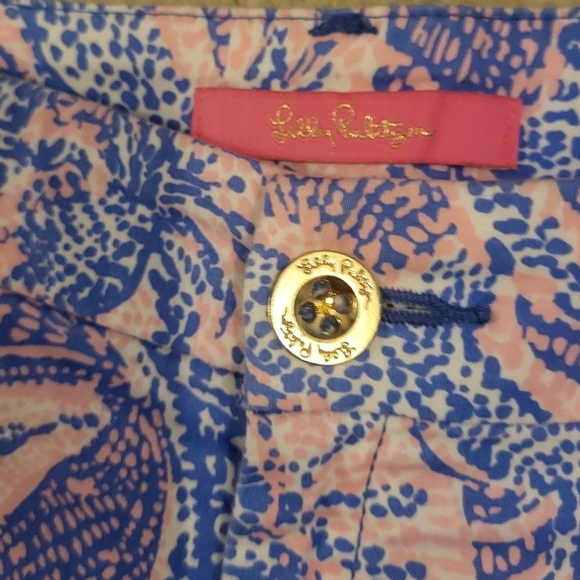 Lilly Pullitzer Jayne Stretch Shorts Paisley Design Blue & Pink Size 10 - Picture 4 of 9